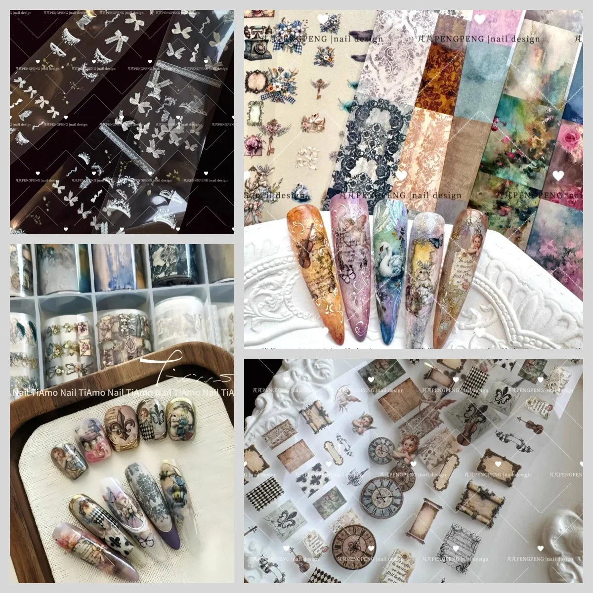 10Rolls Lacce Flower  Nail Foils Transfer Paper  Nail Art Stickers  Manicure Set Decal  Nails Decoration