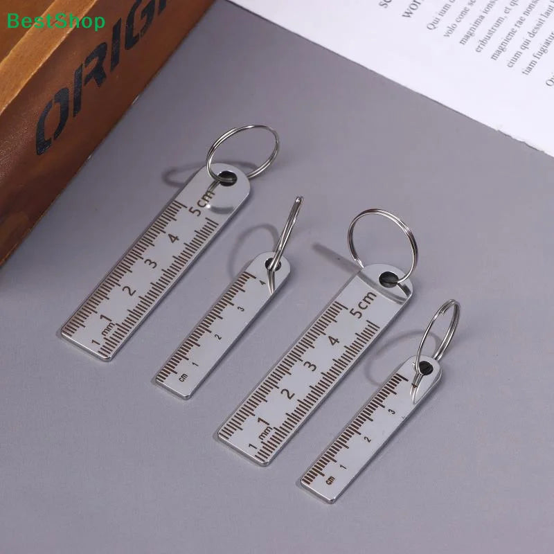 ♥Mini Stainless Steel Ruler Keychain | 1-5cm Portable Measuring Tool Key Rings (Anti-loss Measuring Ruler)
