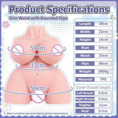4 in 1 Male Masturbator Masturbation Sex Toys Penetrable Nipples Realistic Vagina Anal Insertable Breasts Anime Sex Doll 4kg