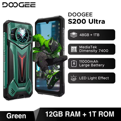 DOOGEE S200 Ultra 5G Rugged Phone 48GB+1TB 6.72'' 120Hz Display 11000mAh Battery 66W NFC Dimensity 7400 Android 15 Smartphone