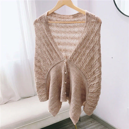 2022 Spring Autumn New Women's Knitted Shawl Cloak Multifunctional Warm Scarf Versatile Scarf Ponchos Capes Cardigan Khaki