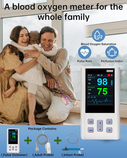 Handheld Pulse Oximeter Monitor for Heart Rate and Oxygen Saturation with Veterinary Medical SPO2 with Memory