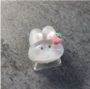 Cute Cartoon Transparent Strawberry Rabbit Keycap DIY Handmade Personalized Mechanical Keyboard Dedicated PBT Keycap