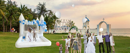 Oxford Jumping Bouncy Castle Bouncer for Wedding Party with Carrying Bag Repair kit Inflatable White Bounce House Professional