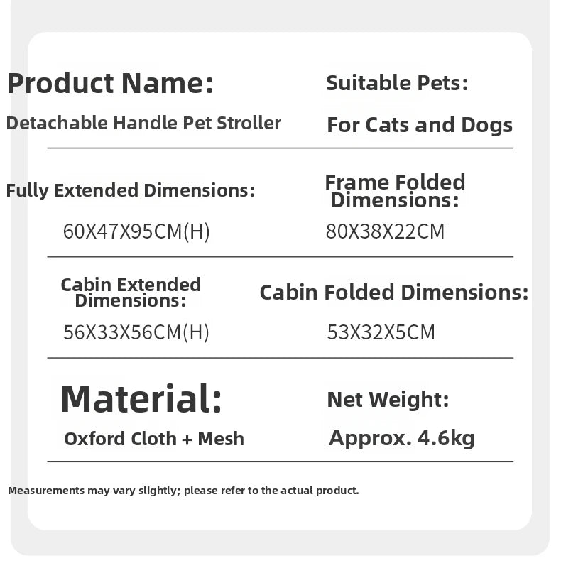 Pet Transport Stroller Dog Cat Portable Foldable Lightweight Detachable 4-Wheel Oxford Mesh Small Medium Push Cart