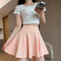 Summer Basic Skirts Women Shorts Mini Elastic Pleated Skirts High Waist Bubble Sun Skirts School Girl Uniform Lined Safety Pants