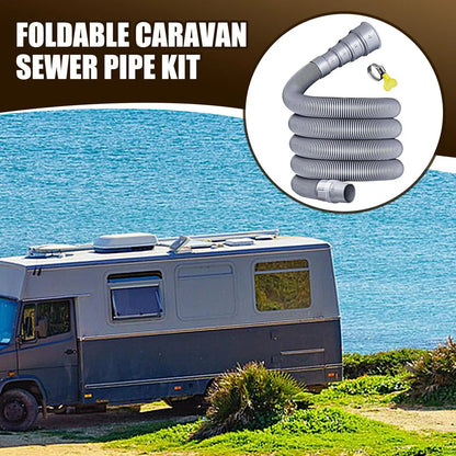 Foldable Caravan Sewer Plumbing Kit with Adjustable Adapter and Clamp Leak-Proof RV Hose Flexible drain hose for motorhomes