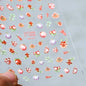 Lovely Red Fruit Strawberry Cherry Bowknot Love Heart Star Silk Ribbon 5D Nail Art Stickers Chic Self Adhesive Manicure Decal
