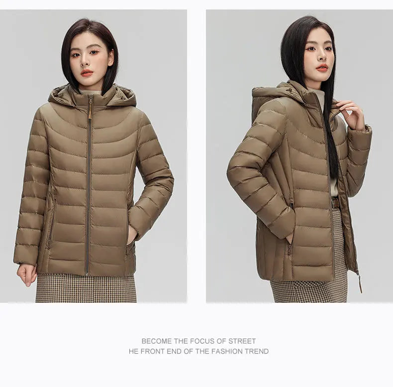 Women's plus Size M-6XL Hooded Puffer Jacket 90% Down Quilted Warm Coat Parka with Detachable Hat Winter Outerwear