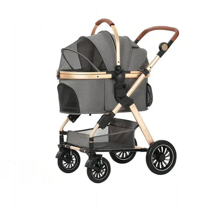 Luxury 3-in-1 Aluminum Alloy Foldable Pet Stroller Customized Dog Travel Carrier with Trolley Bag