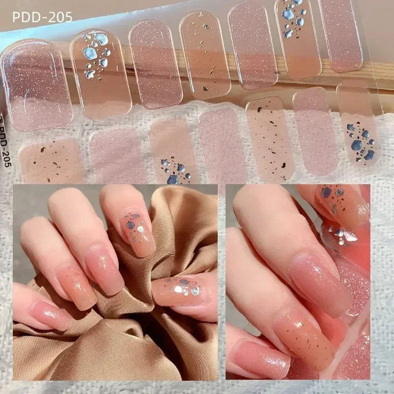 1PC Gel Nail Sticker Patch Slider Flower Gradient Color Back Glue Full Cover Waterproof Gel Nail Sticker UV Lamp Curing Manicur