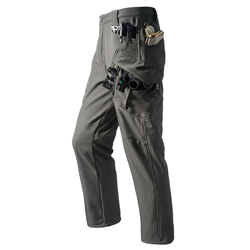 Men's City Cargo Autumn Winter Fleece Softshell Hiking Pants Fishing Climbing Trekking Casual Hunting Camping Trousers M-5XL