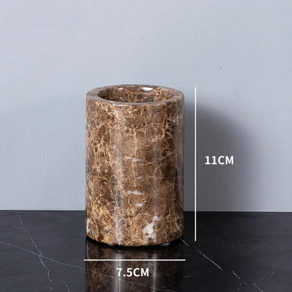 Emperador Dark Natural Marble Bathroom Set Brown Luxury Toothbrush Holder Soap Dish Soap Dispenser Bathroom Accessories