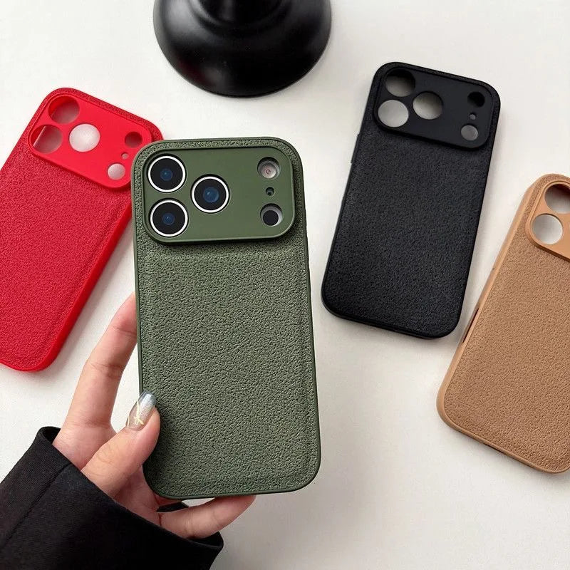 Business Moon Pit Texture Phone Case, Solid Color Full‑Coverage Shockproof Protective Cover for iPhone 17 Pro Max 16 15 14 13 12