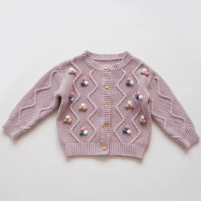 Baby Girls Embroidery Sweater Cardigan Autumn Fashion Cotton Floral Collar Kids Knitted Cardigan Rabbit Coat Outerwear Korean