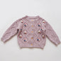 Baby Girls Embroidery Sweater Cardigan Autumn Fashion Cotton Floral Collar Kids Knitted Cardigan Rabbit Coat Outerwear Korean