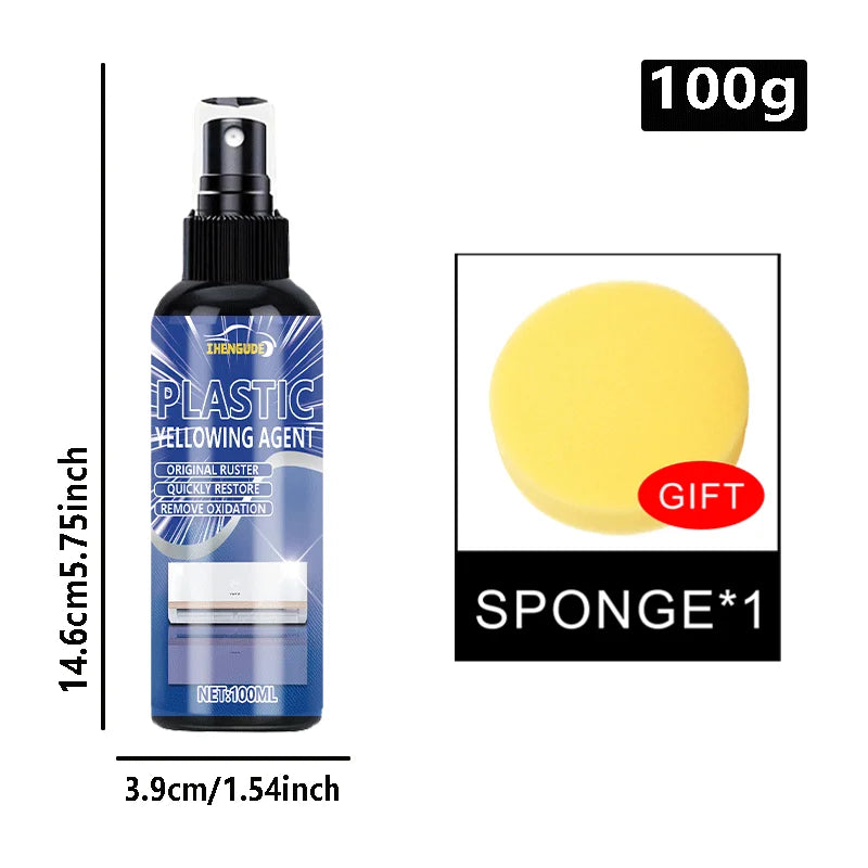 Plastic Refresh Spray, Instant Whitening & Stain Removal, Car Interior Cleaner, Air Conditioning Deicer, Screen Cleaning Solution