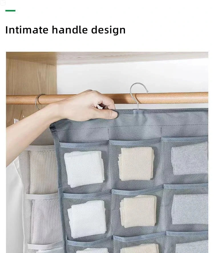 Double Sides Underwear Storage Hanging Bag Dormitory Home Wardrobe Hanging Wall Foldable Bag Underpants Socks Organizer