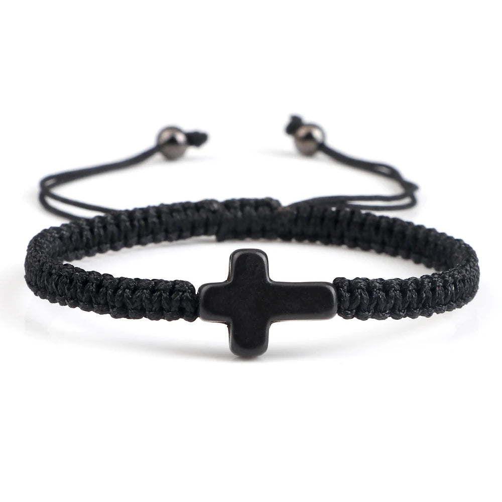Hand Woven Jesus Cross Bracelet For Men Women Red Black Thread Braided Lucky Bracelet Fashion Couple Bracelet Friendship Jewelry