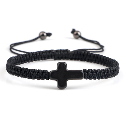 Hand Woven Jesus Cross Bracelet For Men Women Red Black Thread Braided Lucky Bracelet Fashion Couple Bracelet Friendship Jewelry