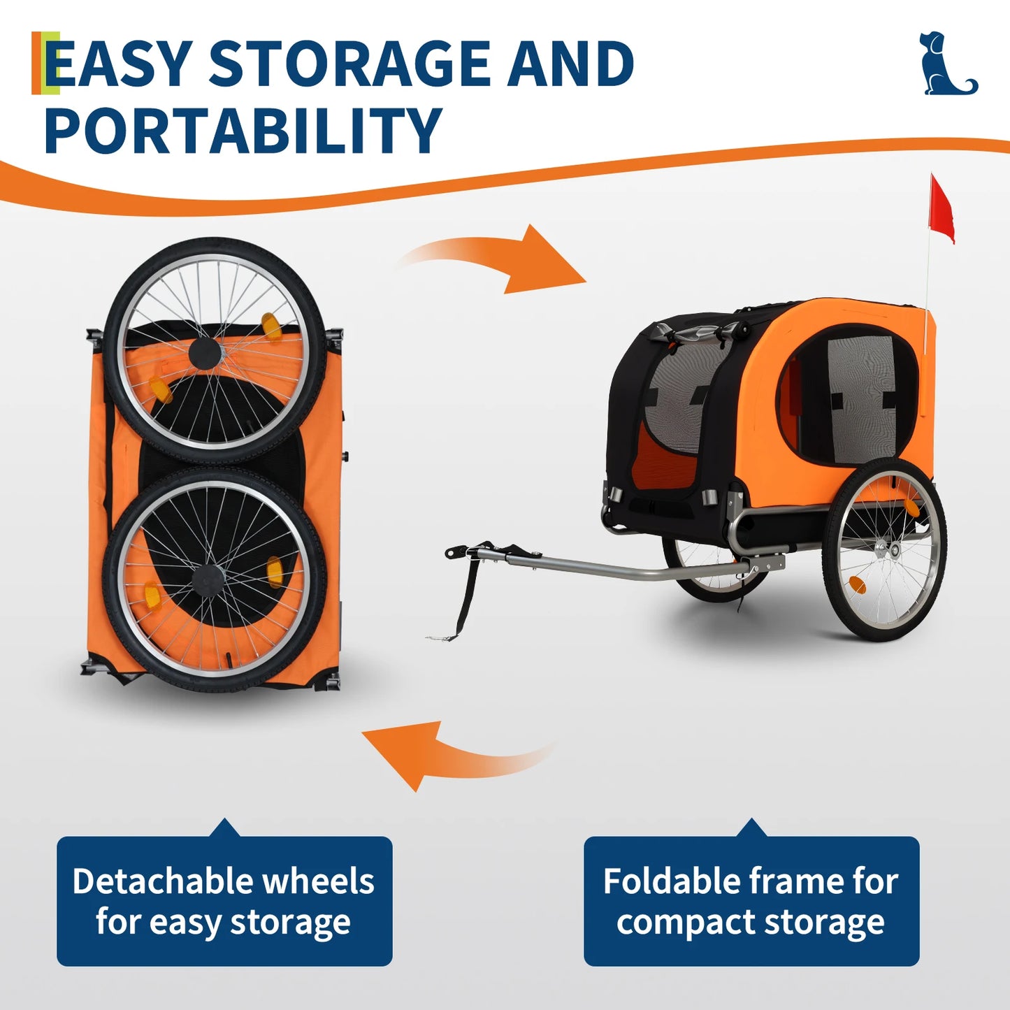 Heavy Duty 2-in-1 Dog Bike Trailer & Jogging Stroller for Medium/Large Dogs - 88 Lb/40 kg, Ventilated Waterproof Cabin, Collapsible Steel Frame, Quick-Release Wheels, All-purpose Hitch (20-29' Bikes)