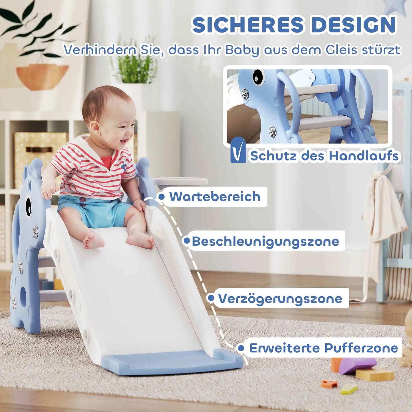 3 in 1 children's giraffe slide, basketball hoop ball, blue, children's slide, toy slide, children's toy slide, outdoor slide, slide