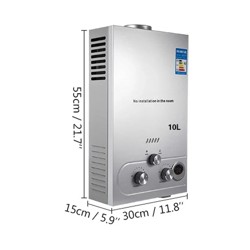 LPG 6L/8L/10L/12L/16L/18L Wasser Heizung 36KW Instant Liquefied Petroleum Gas Wasser heizung Edelstahl Kessel Kit Portable