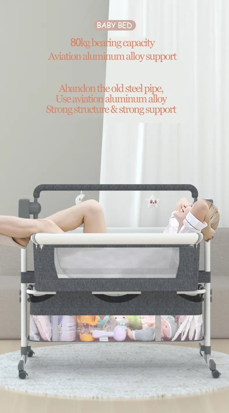 Electric Baby Crib Bassinet Cradle Bluetooth Music Timer with Automatic Swing Remote Control Foldable Design Breathable Mesh Sides Soft Mattress Stable Frame Safe Sleeping Bed for Newborn Infant Home Use and Travel Comfort Ba