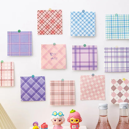 200Sheets Grid Pad Paper  8*8cm Aesthetic Non-Adhesive Plaid Design for Journaling, Planners & Study Notes, Stylish School-Style