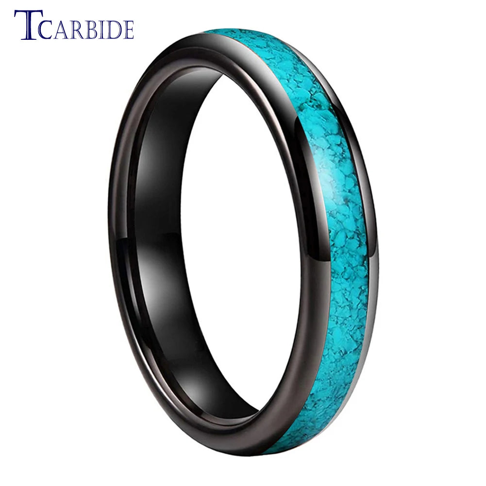 4MM 6MM 8MM Multicolor Turquoise Ring Men Women Beautiful Tungsten Engagement Wedding Band Domed Polished Finish Comfort Fit