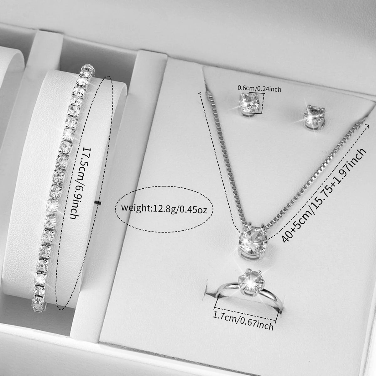6PCS/Set Fashion Women's Quartz Watch Stainless Steel Band Wrist Watches Diamond Jewelry Set(Without Box)