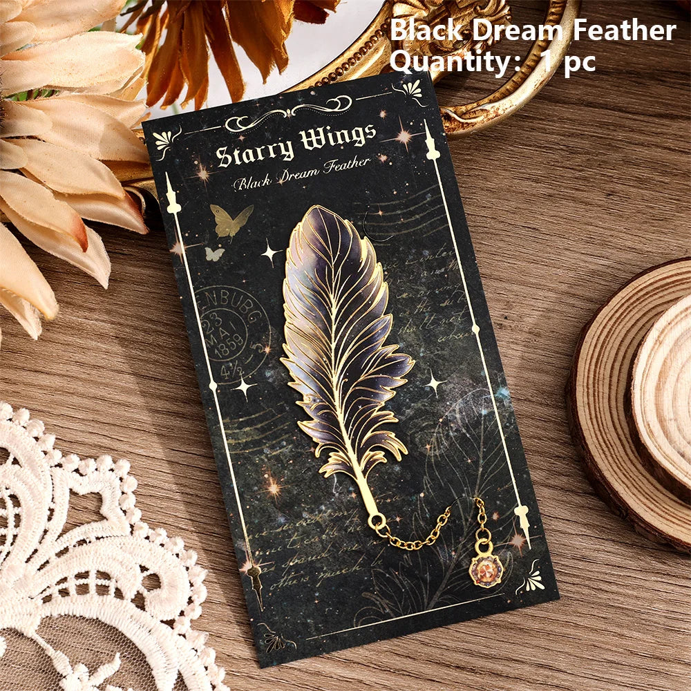 1 pc Metal Bookmarks with Chain Pendant Colorful Feather Design Unique Gifts for Book Lovers Writers Students Teachers Holiday