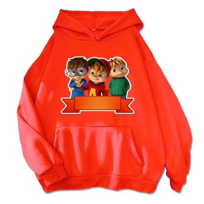 Cartoon Hoodie Alvin and The Chipmunks Green Red Navy Blue Shirt Camisa S/P Movie Promo Animation Long Sleeve Hoody Sweatshirts