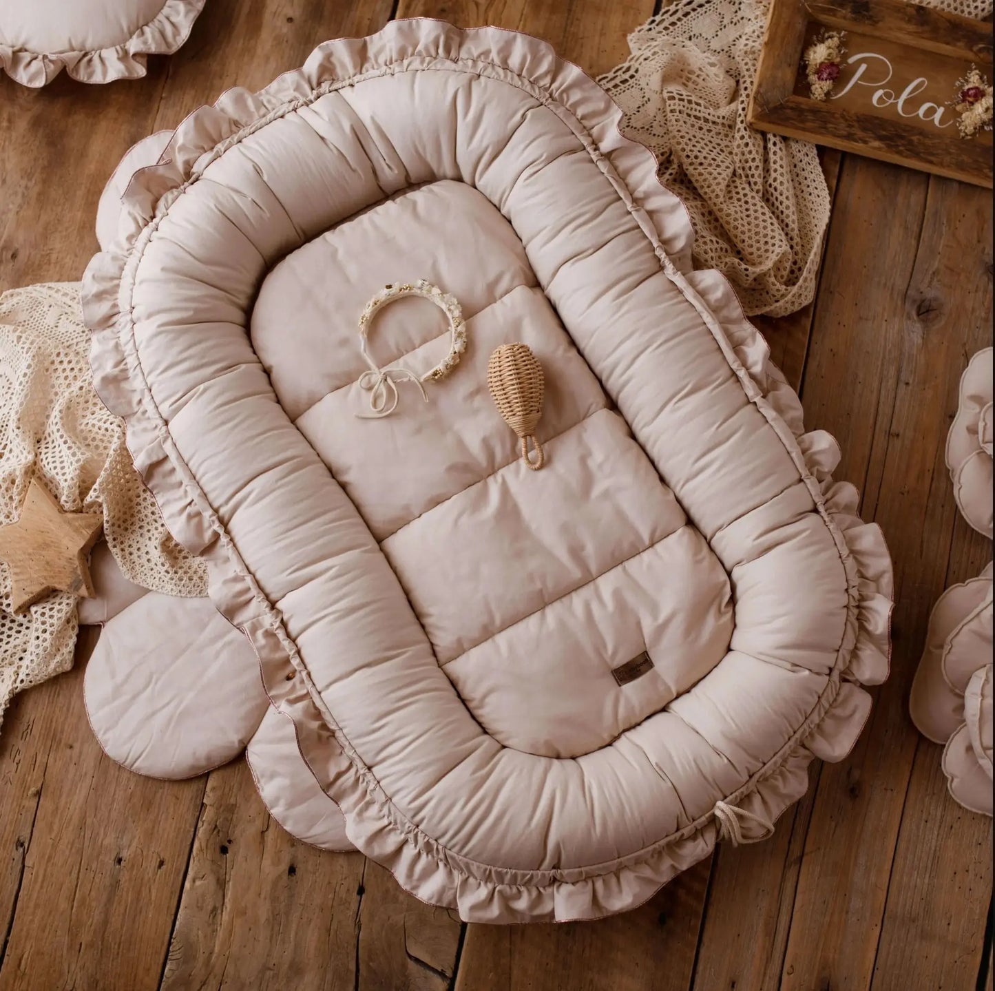 Wind Lace Cotton Baby Crib Mid Bed Baby Anti Startle Newborn Biomimetic Bed Portable Sleeping Bed