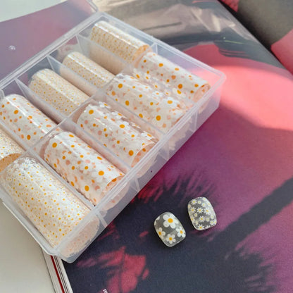 10 Patterns New Metal Nail Foils for Transfer Paper Stickers Floral Chameleon Nails Wraps DIY Water Marble Nail Art Decorations