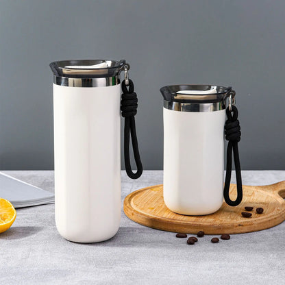 Vacuum Insulated Coffee Travle Mug Stainless Steel Thermo Bottle Cup Thermal Tumbler With Carrying Ring Flask for Hot Cold Drink