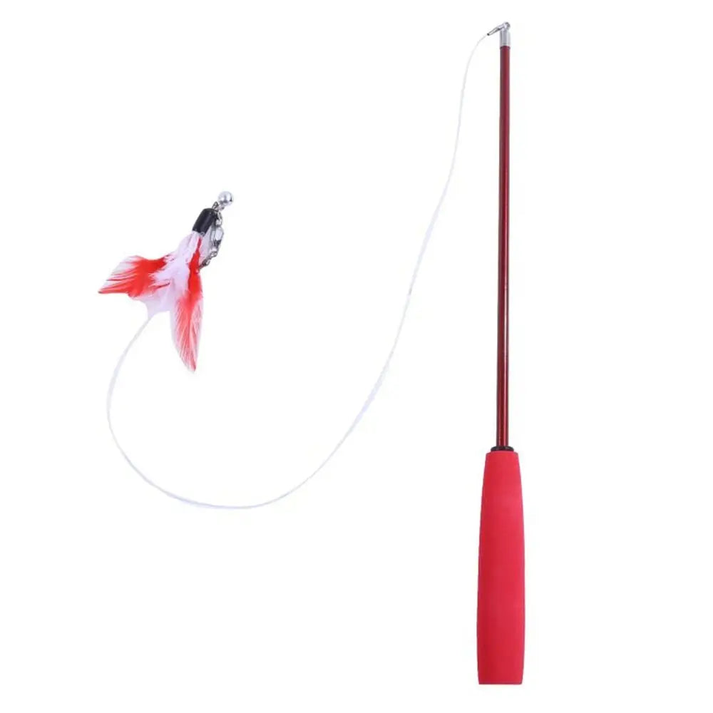 Durable 3-section Cat Teaser Wands Interactive Funny Telescopic Fishing Pole Stick Teaser Cat Accesorios