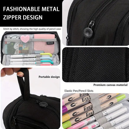Macaron Color Large Capacity Pencil Case Multi Layer Compartments Eco Friendly Material Zipper Closure for School Storage Bag