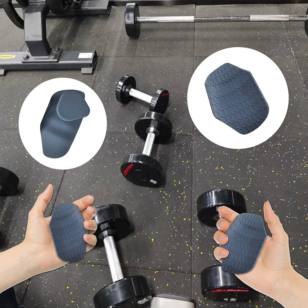 A Set of Silicone Gymnastics Grip Fingerless Fitness Gloves, Male and Female Pull Grip Cross Training Palm Grip Handle Protectio