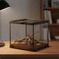 Stackable Reptile Terrarium Glass Cage Secure Mesh Lid with Heat Lamp Holder for Small Pets Display