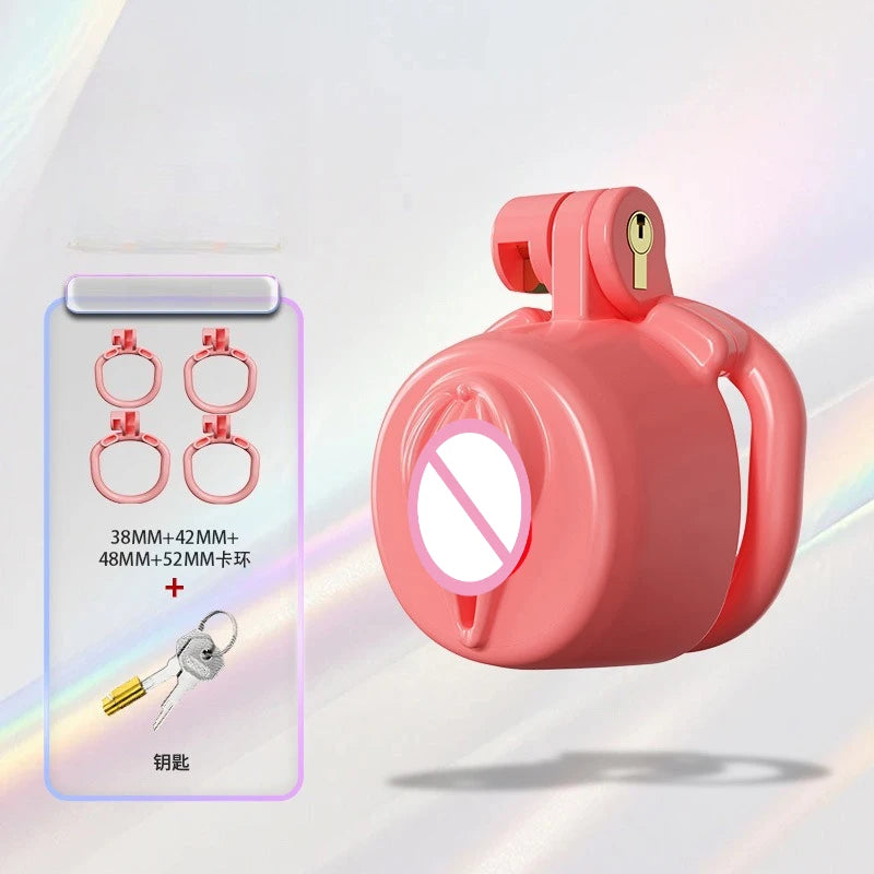 New Sissy Simulation Vagina Chastity Cock Cage Sex Toy with 4 Size Cock Ring Bdsm Penis Urethral Lock Adult Toy for Men