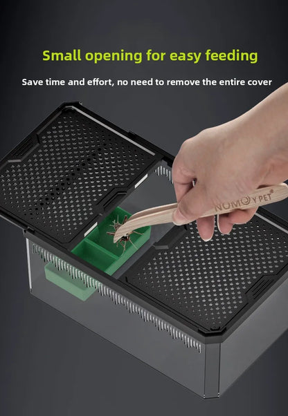 NOMOY Magnetic Sliding Lid Reptile Enclosure - Dual Opening Critter Cage for Crested Geckos, Frogs, Lizards, Snakes & Silkworms