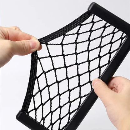 Car Seat Gap Organizer, Universal Mesh Storage Net Pocket with Strong Adhesive for Phone, Cards, Keys - Black Car Accessories