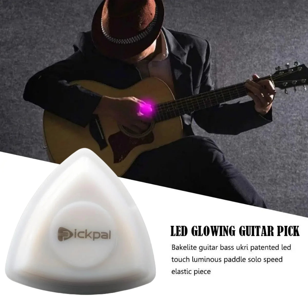 Miwayer LED Luminous Guitar Pick - ABS Electric Guitar Picks With Three-Color Light Options (White/Green/Purple)