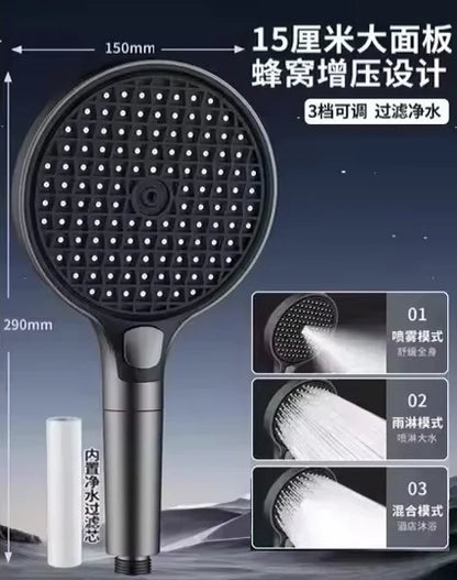 13CM Large Panel Shower 3 Modes Shower Head High Pressure Water Massage Shower Head Set with Cartridge Bathroom Accessories