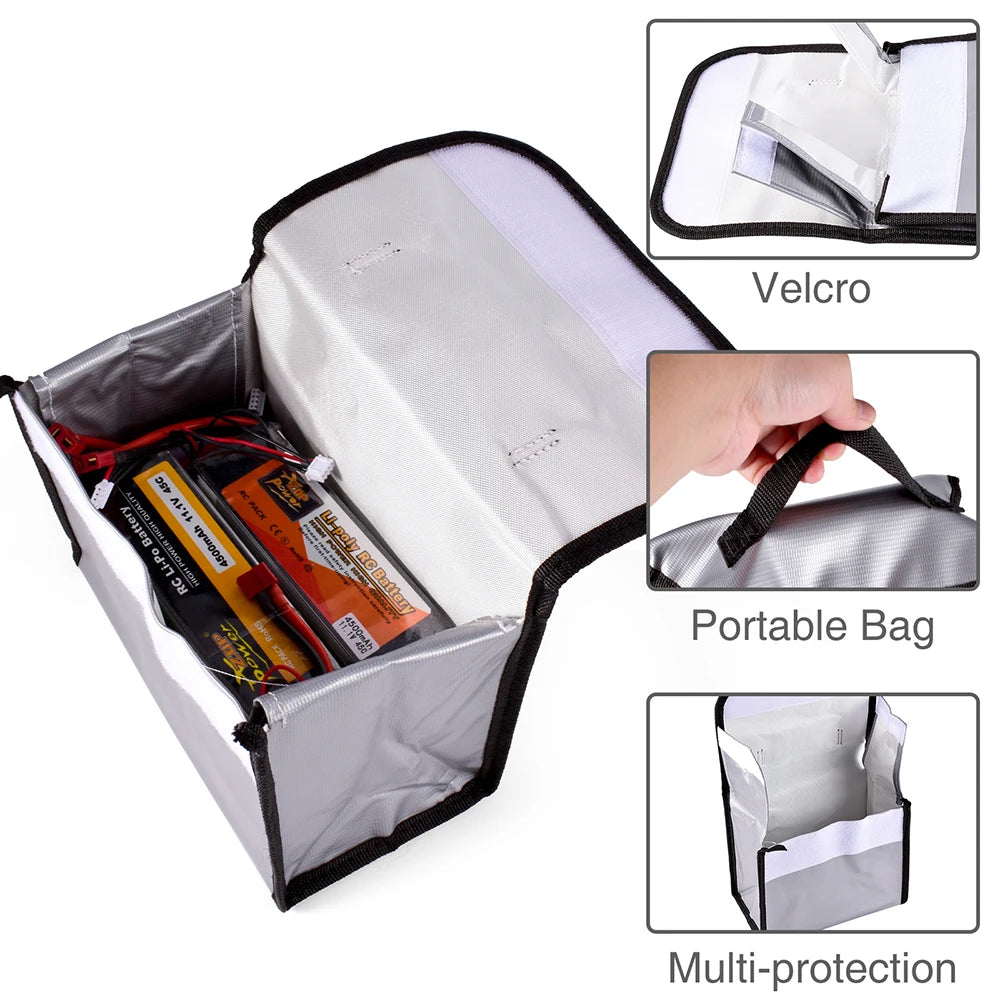 Lipo Guard Safety Bag Fireproof Explosion-Proof Portable Lipo Safety Bag 215*115*155mm for RC FPV Racing Drone Car Battery Safe