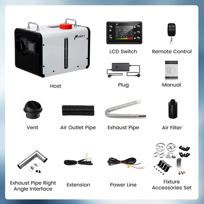 Hcalory HC2-H 8KW All-in-One Diesel Air Parking Heater DC12V/24V Portable Diesel Heater 0.12-0.45 L/h with Smart App Control & 220-240V Adapter