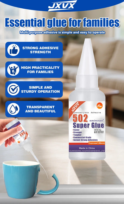 15PCs 502 Super Strong Glue Instant Quick-drying Cyanoacrylate Adhesive Leather Rubber Wood Metal Strong Bond Liquid Glue Tool,Stationery Store Gel 502 Instant Strong Glue,With precision distributor,20g (0.7oz).
