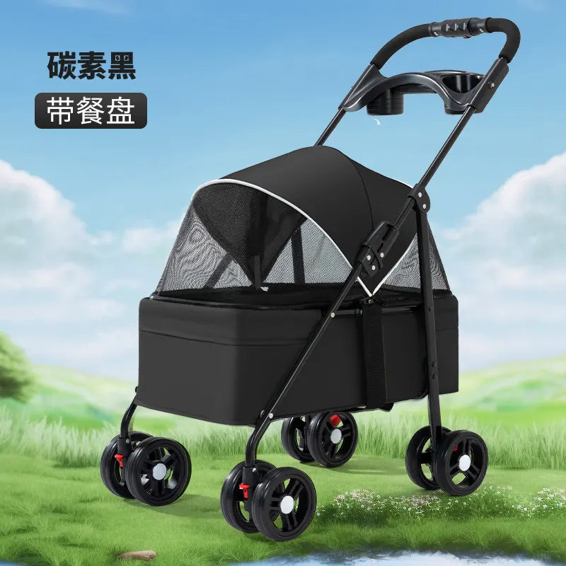 2026 New Lightweight Foldable Pet Stroller Teddy Cat Dog Handcart Outdoor Travel Cart for Small Pets
