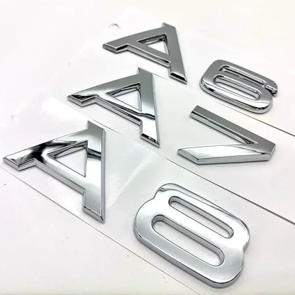 3D ABS Chrome Black Rear Trunk Emblem Badge Sticker Decals For A1 A3 A4 A5 A6 A7 A8 Q2 Q3 Q5 Q7 Q8 TT Car Accessories